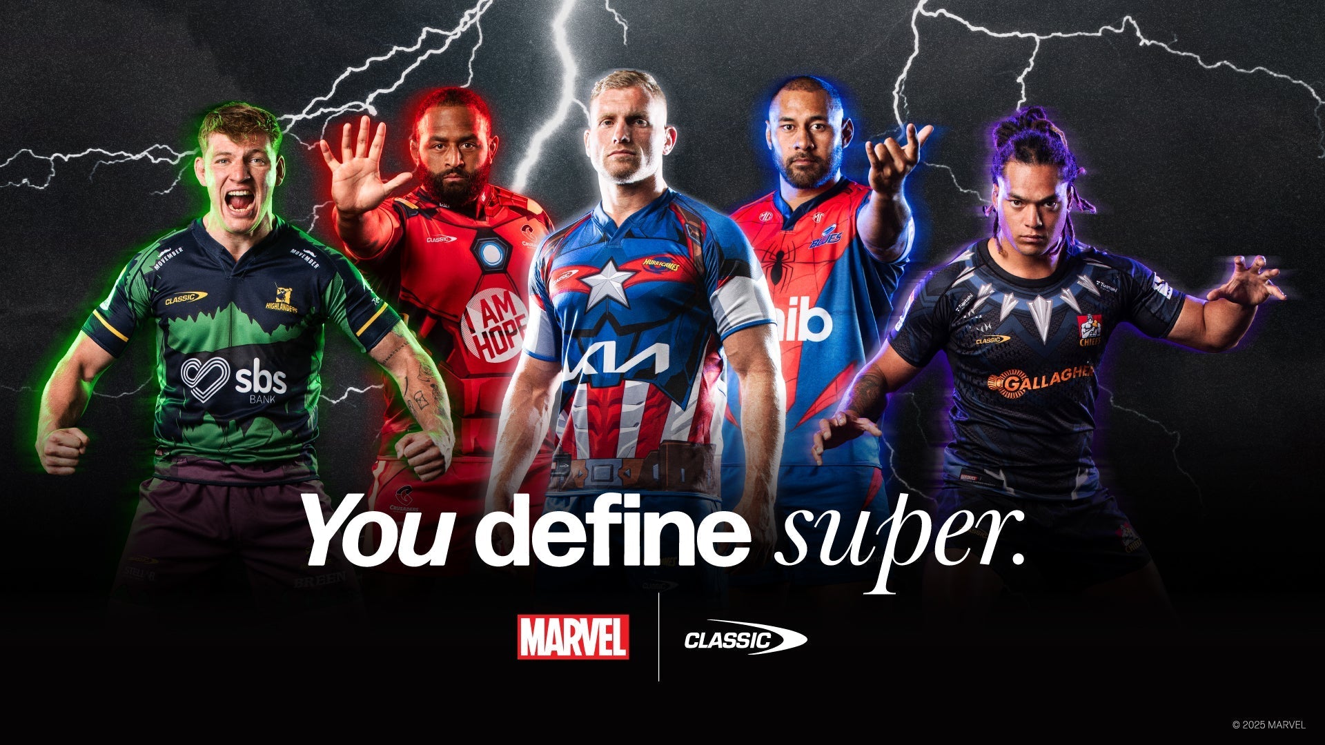 NZ SUPER RUGBY CLUBS AND CLASSIC SPORTSWEAR ASSEMBLED A NEW RANGE FEATURING MARVEL SUPER HEROES